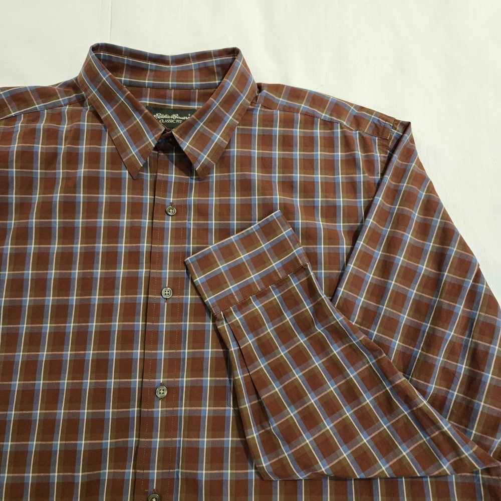 Eddie Bauer Classic Fit Men's Long Sleeve Button Down Plaid Casual Shirt Size XL